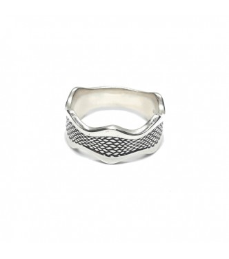 R002288 Handmade Sterling Silver Ring Wave Band Genuine Solid Stamped 925